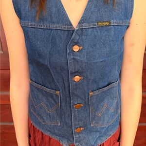 1970s Wrangler Blue Denim Vest for Women